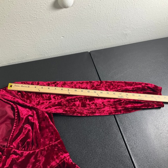 City Vibe Red Velvet Dress Sz S Babydoll Festival‎ Whimsigoth Vamp Holiday - Picture 12 of 14